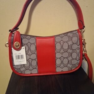 Coach Swinger Signature Jacquard Shoulder Bag – NEW WITH TAGS – Sport Red
